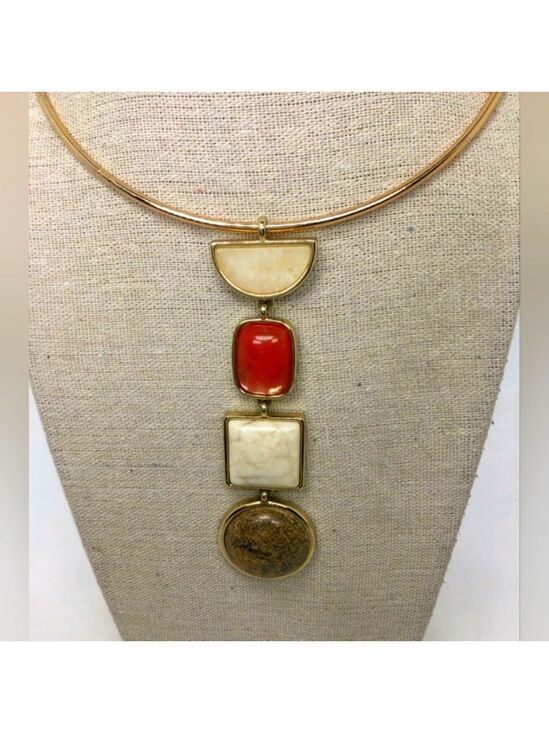 White House Black Market Jewelry - White House Black Market Geometric Faux Stone Collar Necklace – 12" NWOT